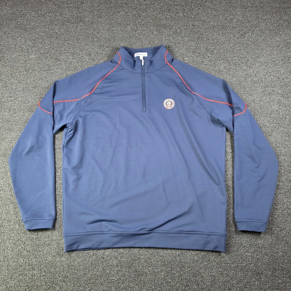 Peter Millar Crown Sport Perth 1/4 Zip Navy Mens Large Golf Performance Stretch
